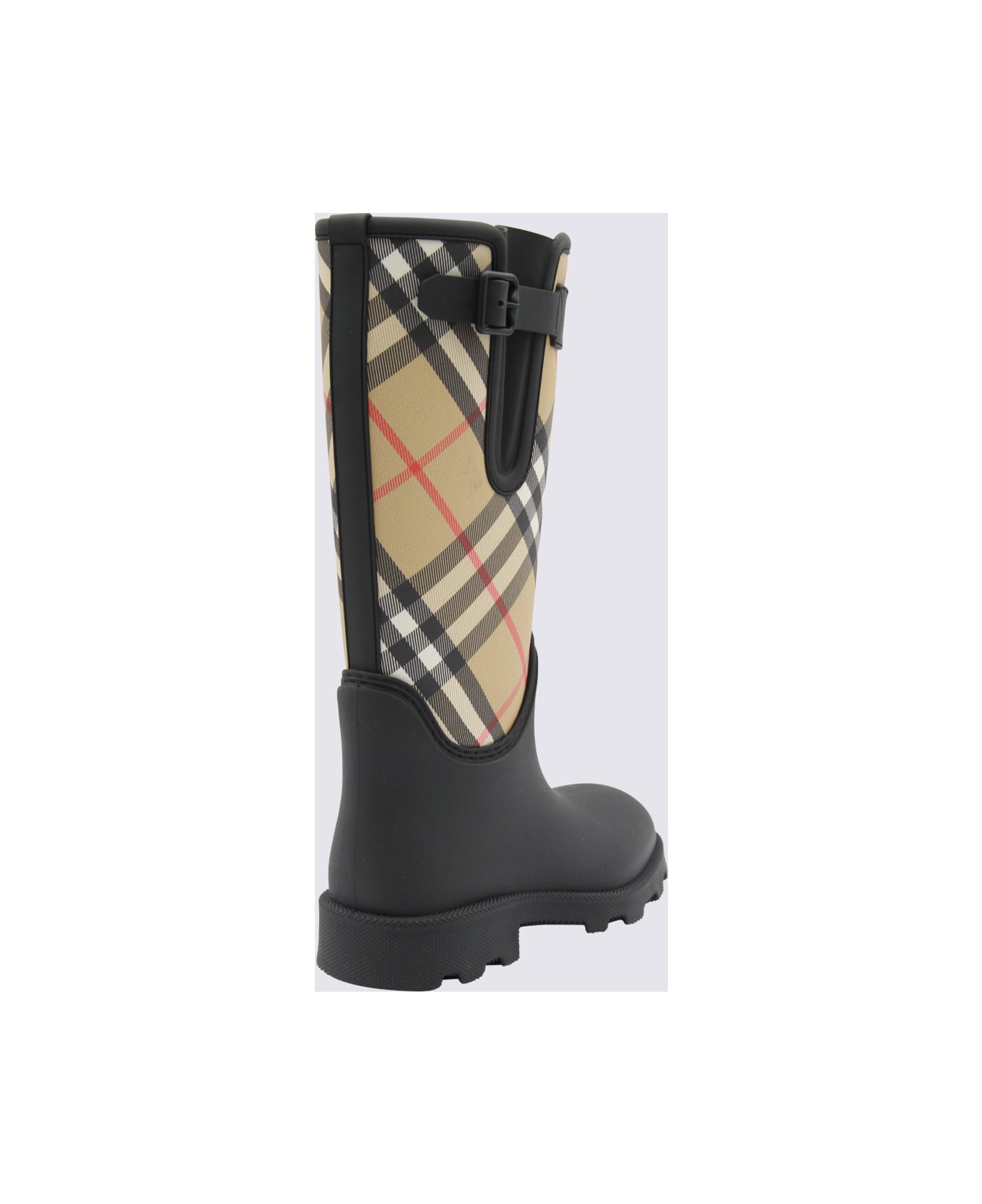 Burberry Black And Beige Marsh Stamp Boots - Black