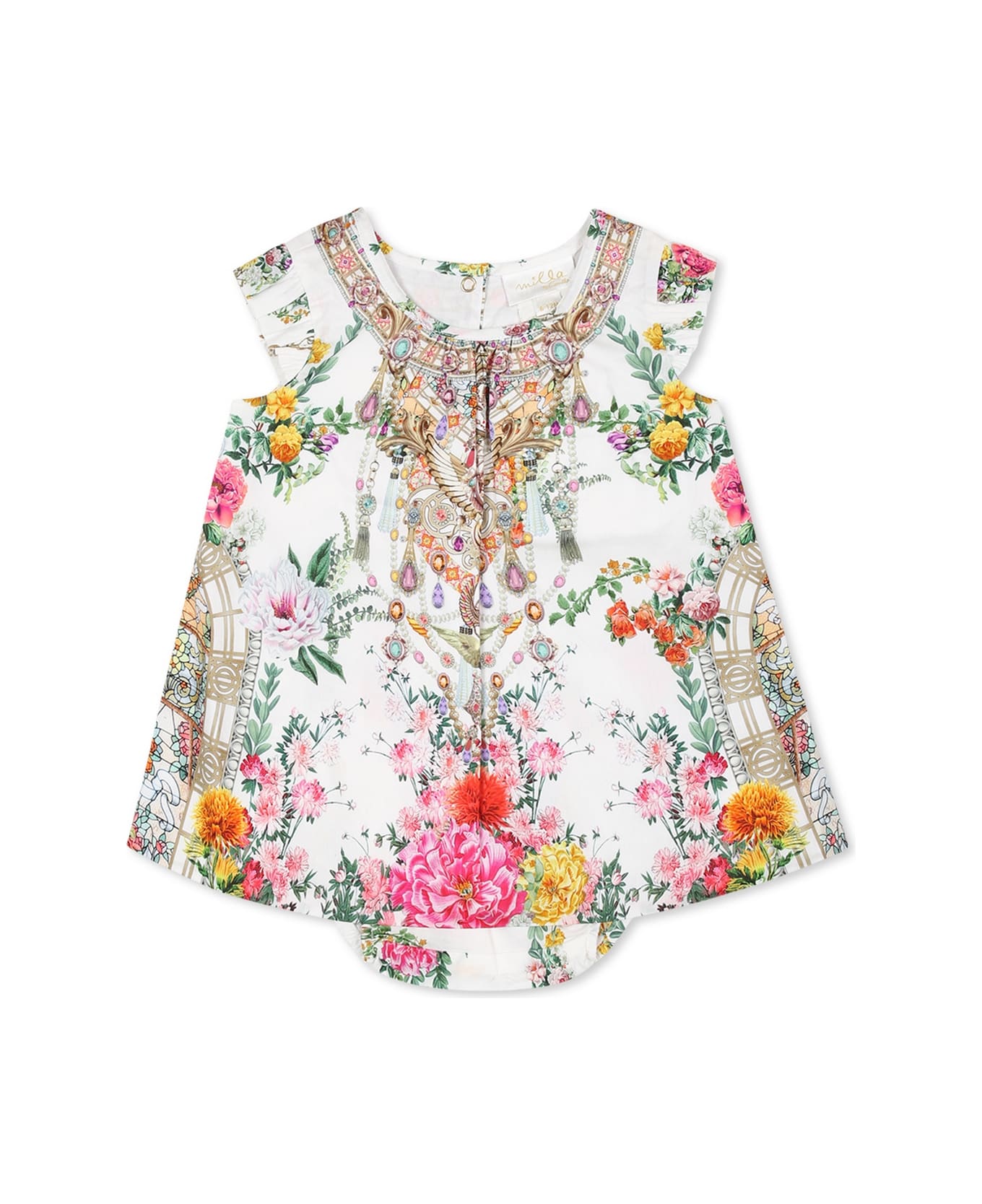 Camilla Ivory Suit For Baby Girl With Floral Print - Ivory