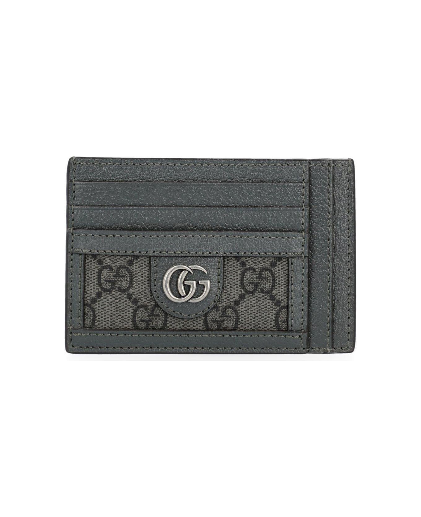Gucci Gg Logo Plaque Card Holder - Grey E Black