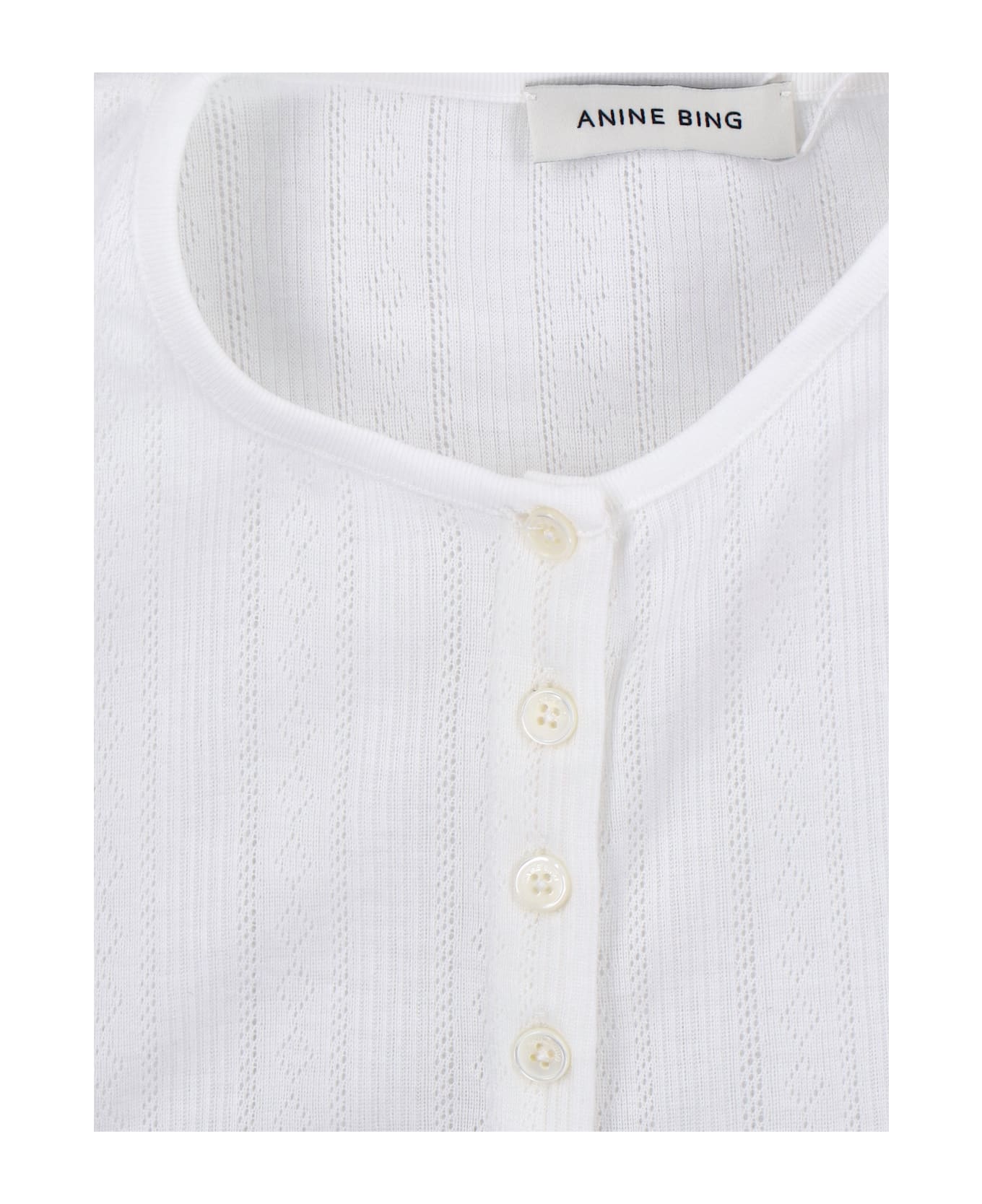 Anine Bing Openwork T-shirt - White
