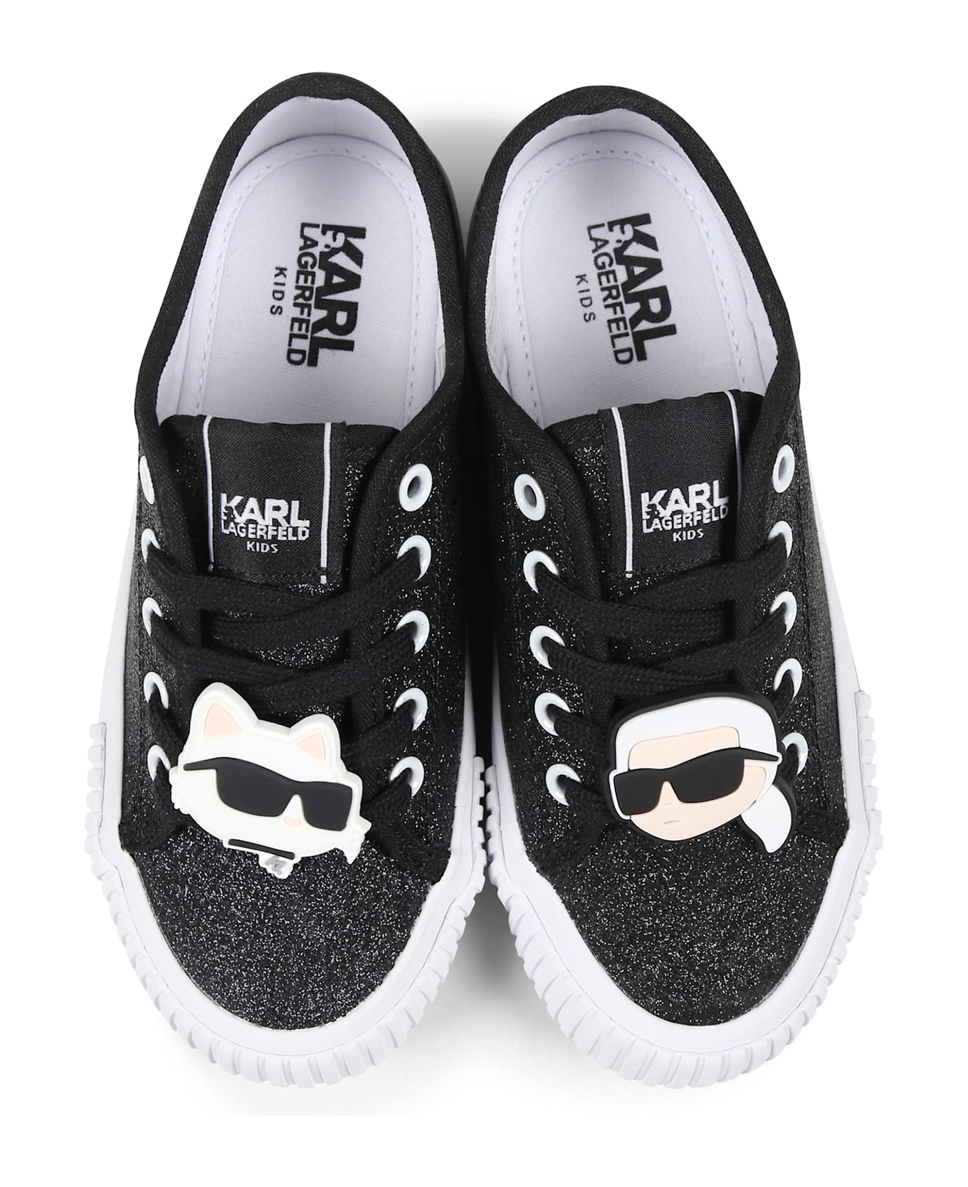 Karl Lagerfeld Kids Black Sneakers For Girl With Choupette And Karl Lagerfeld - Black