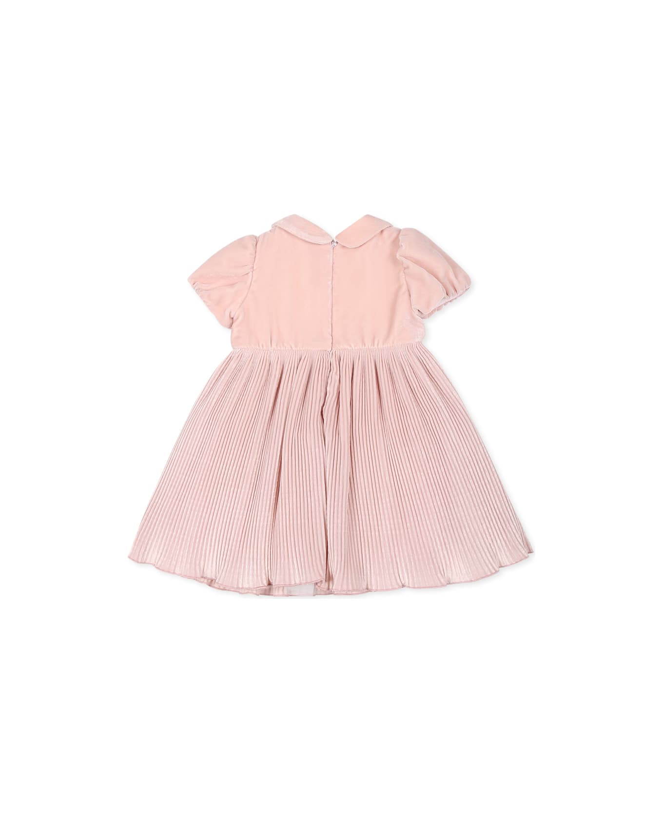 Monnalisa Pink Dress For Baby Girl With Rhinestones - Pink
