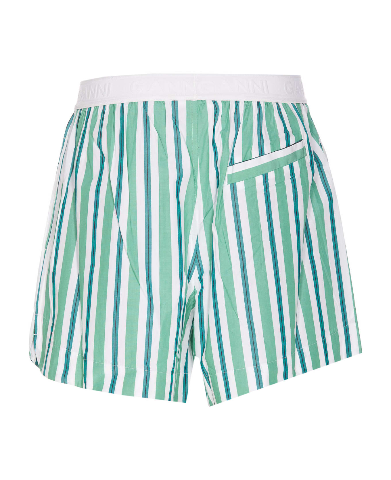 Ganni Striped Shorts - Verde ショートパンツ