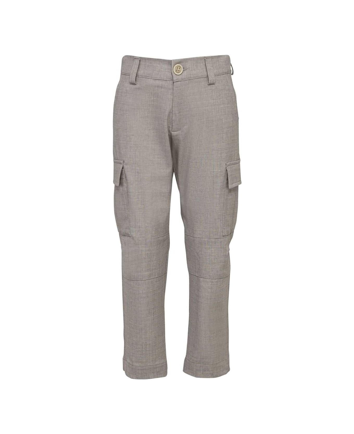 Eleventy Grey Wool Blend Cargo Trousers - Grey