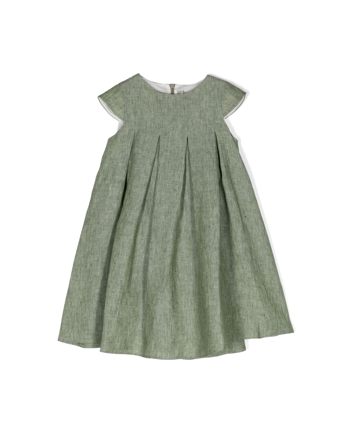 Il Gufo Sage Green Linen Dress - Green