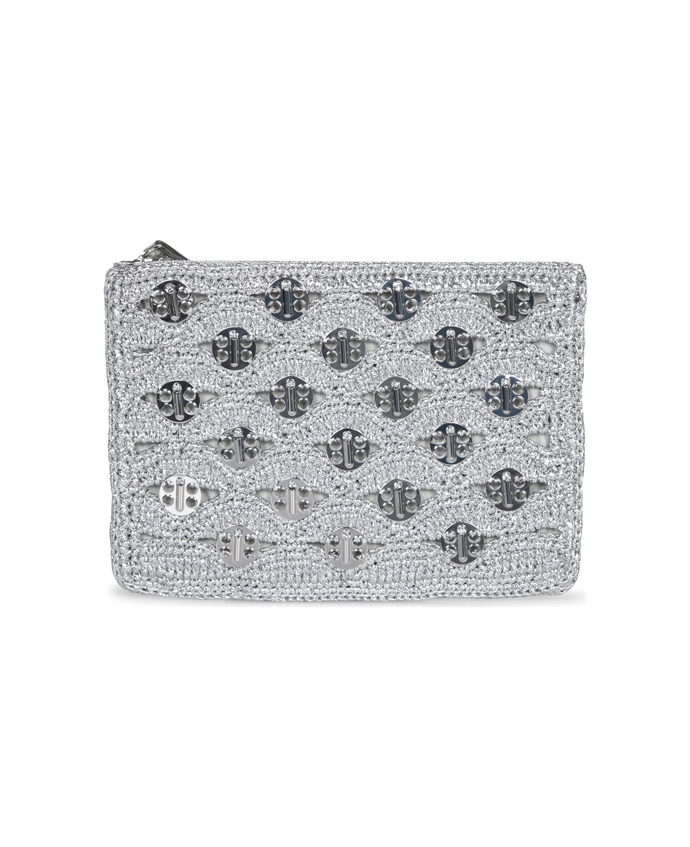 Paco Rabanne Silver Raffia Pouch Bag - Silver
