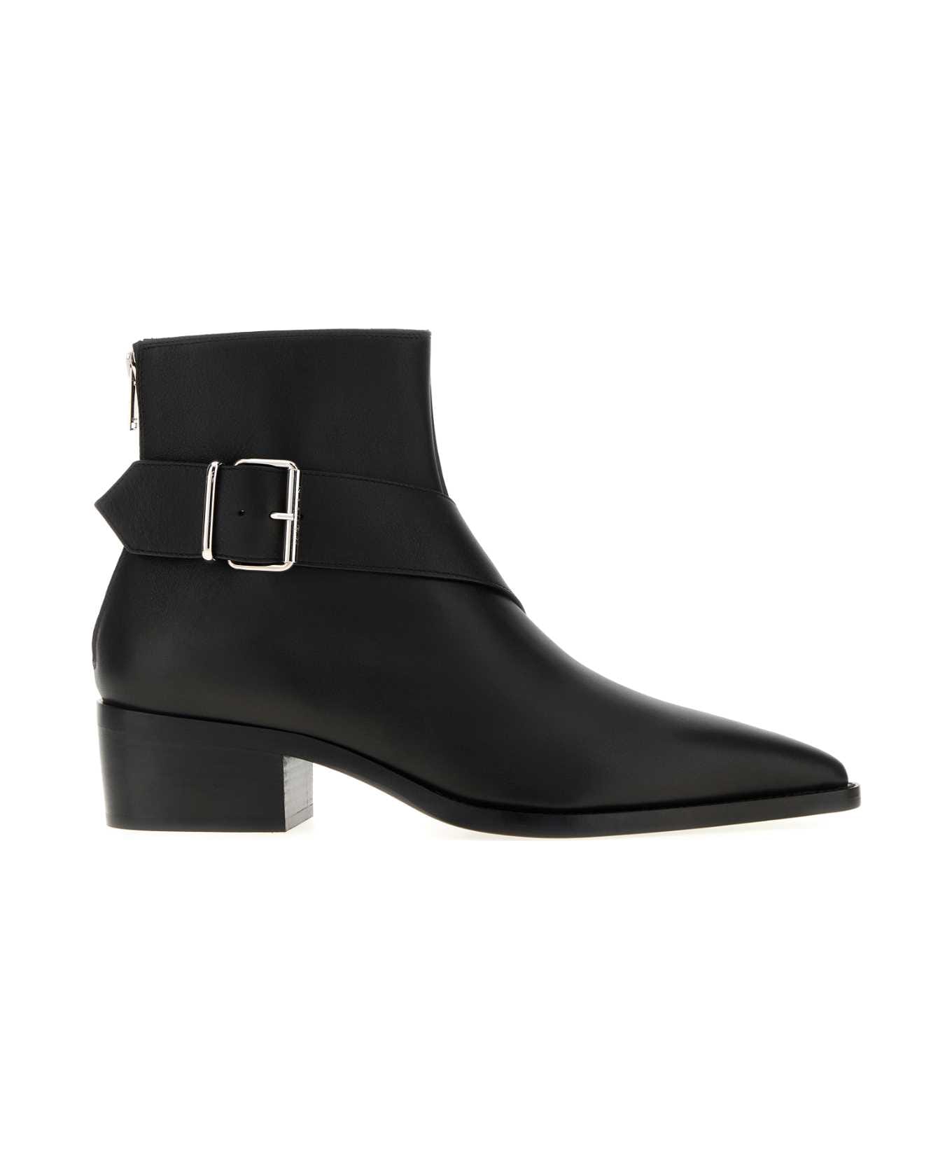Alexander McQueen Black Leather Heron Ankle Boots - Black