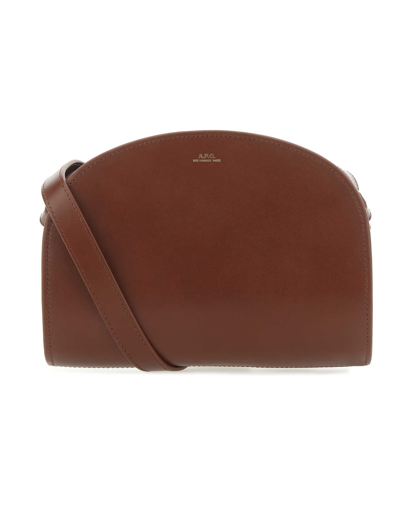 A.P.C. Brown Leather Demi Lune Shoulder Bag - CAD