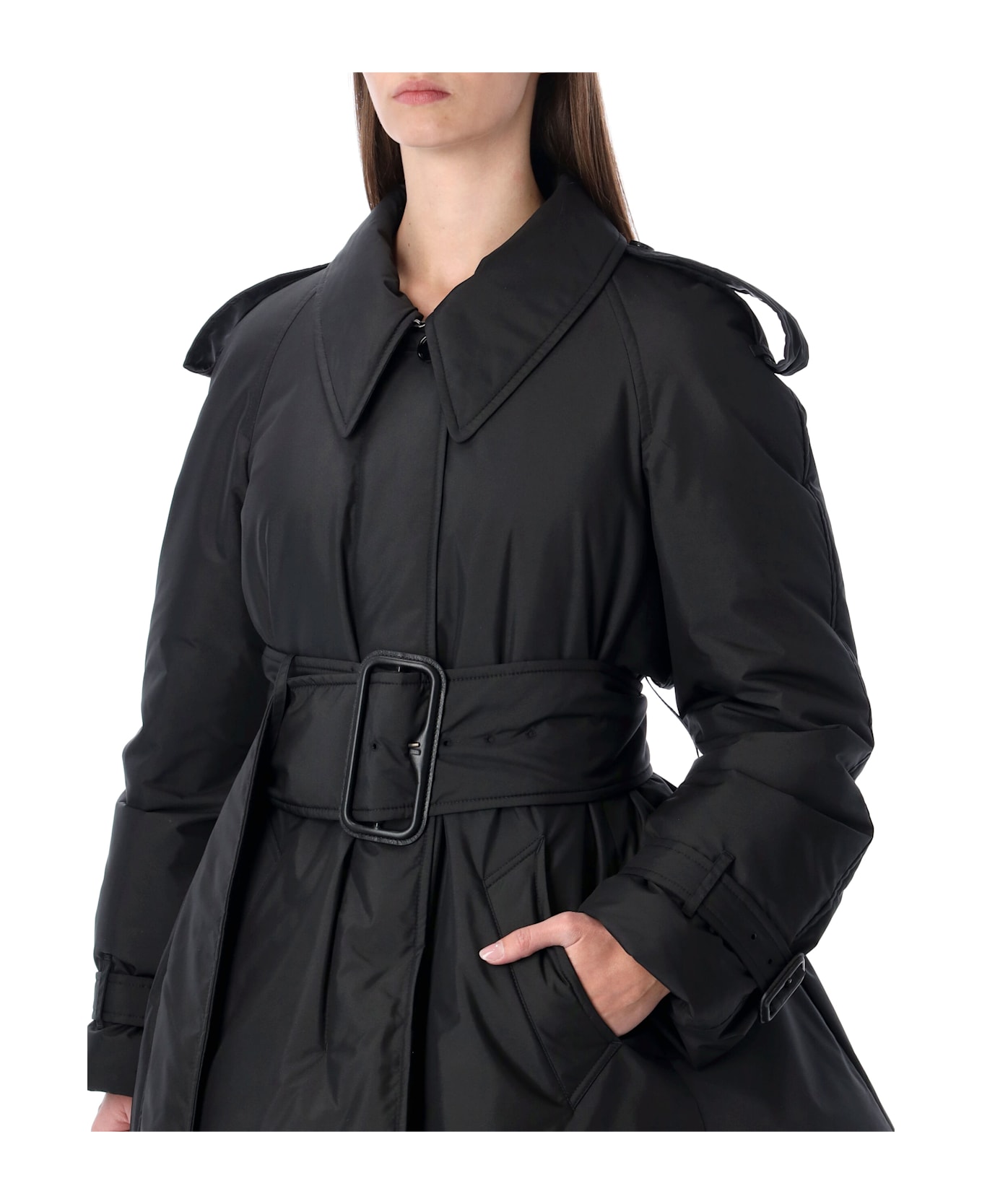 Burberry London Belted Berryhill Padded Car Coat - BLACK
