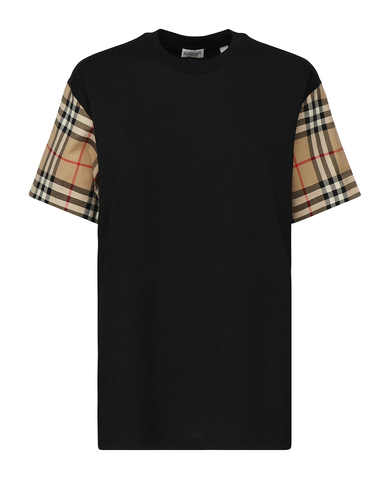 Burberry 
check
 T-shirt - Black