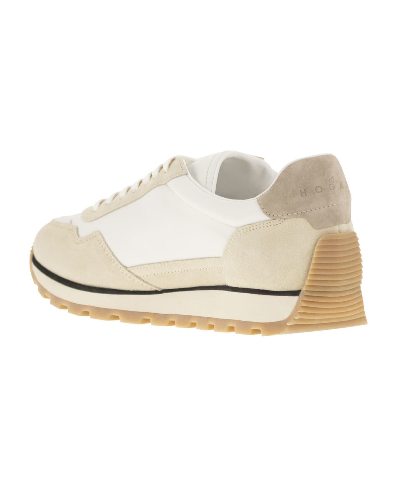 Hogan 86er - Leather And Suede Trainers - White/beige