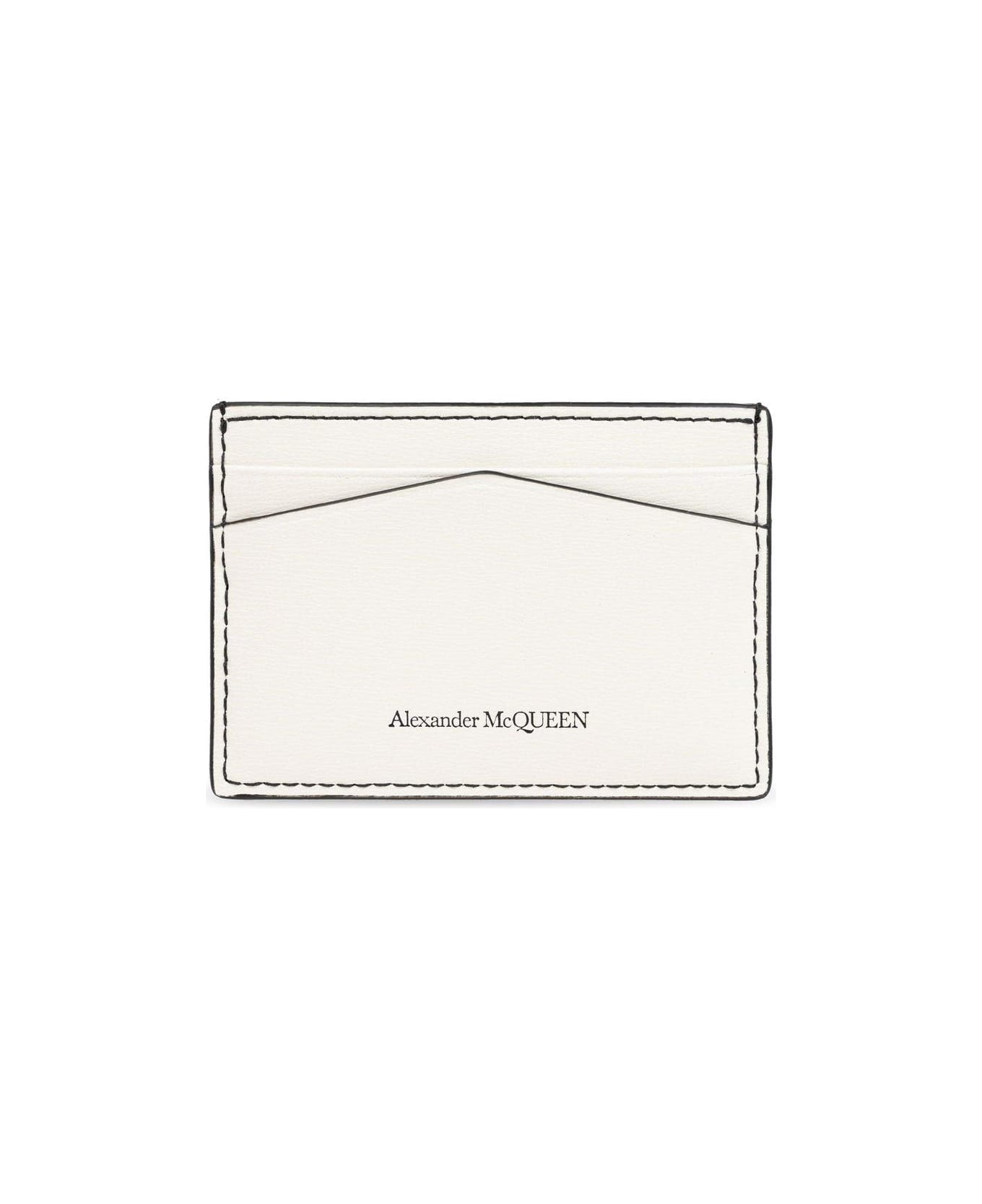 Alexander McQueen Skull Stud Embellished Card Holder - CREAM