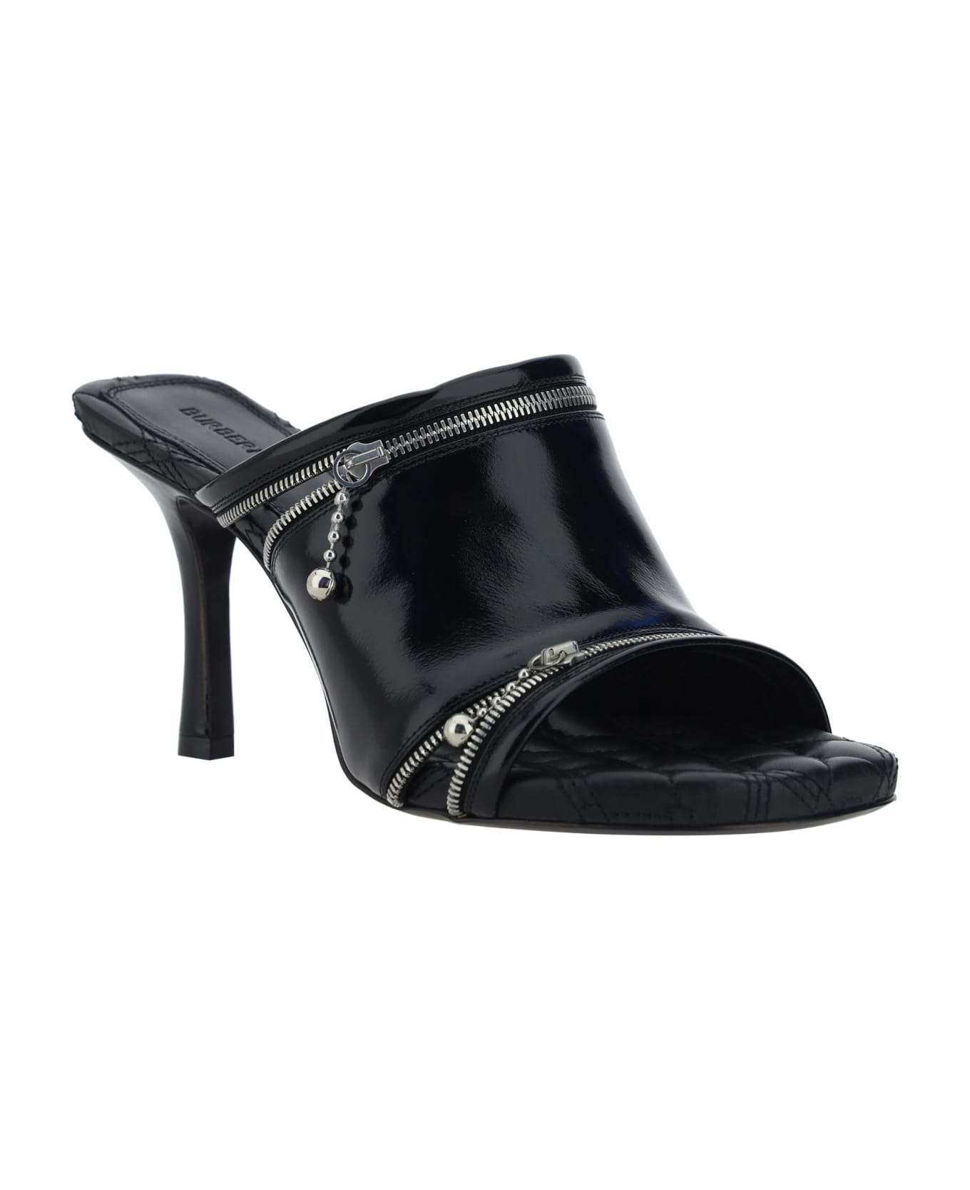 Burberry 'peep' Black Leather Sandals - Black