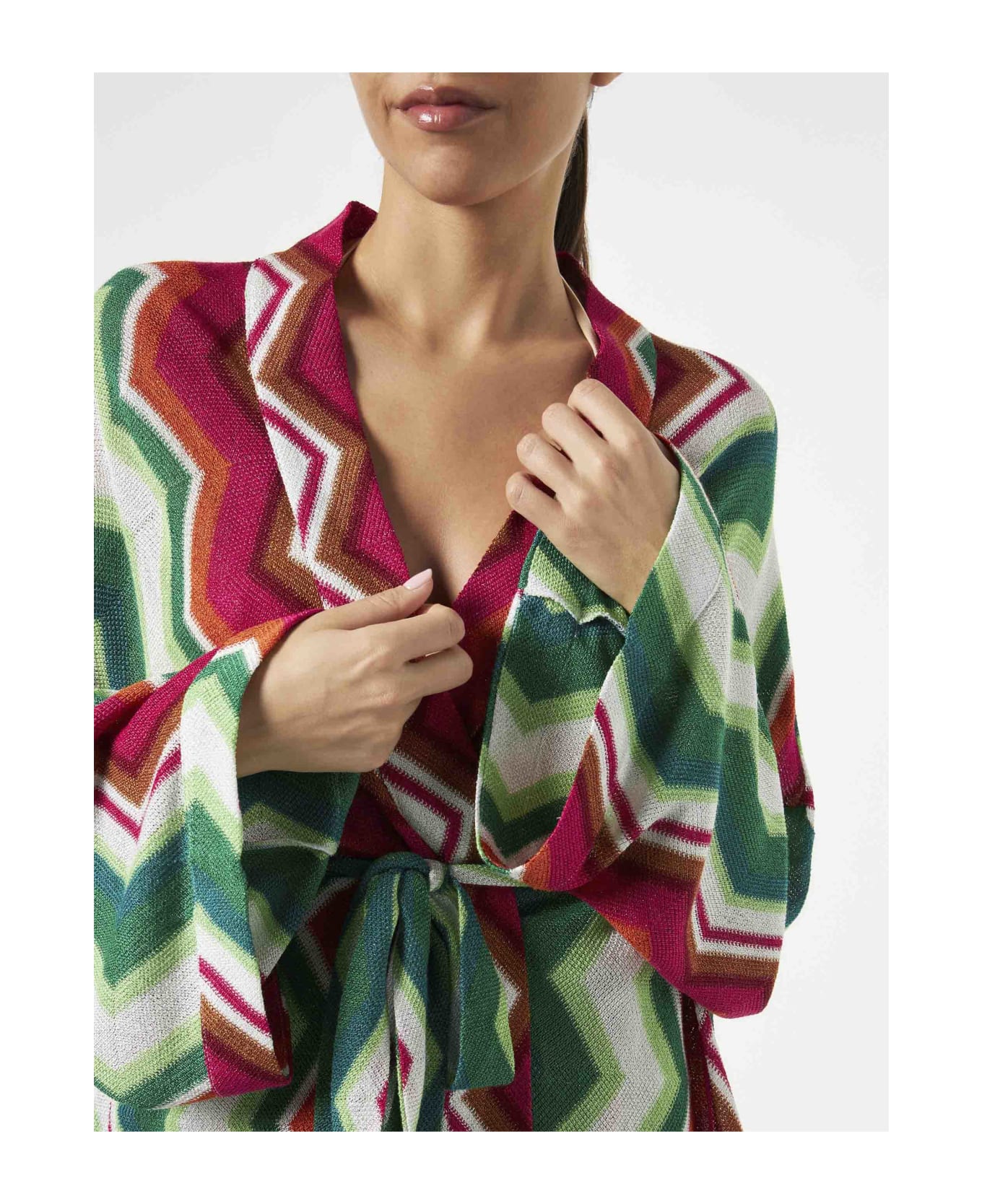 MC2 Saint Barth Chevron Knitted Kimono Cardigan - PINK