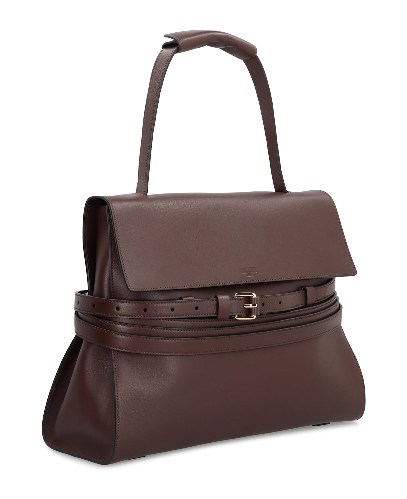 Moschino Tie Me Leather Handbag - brown