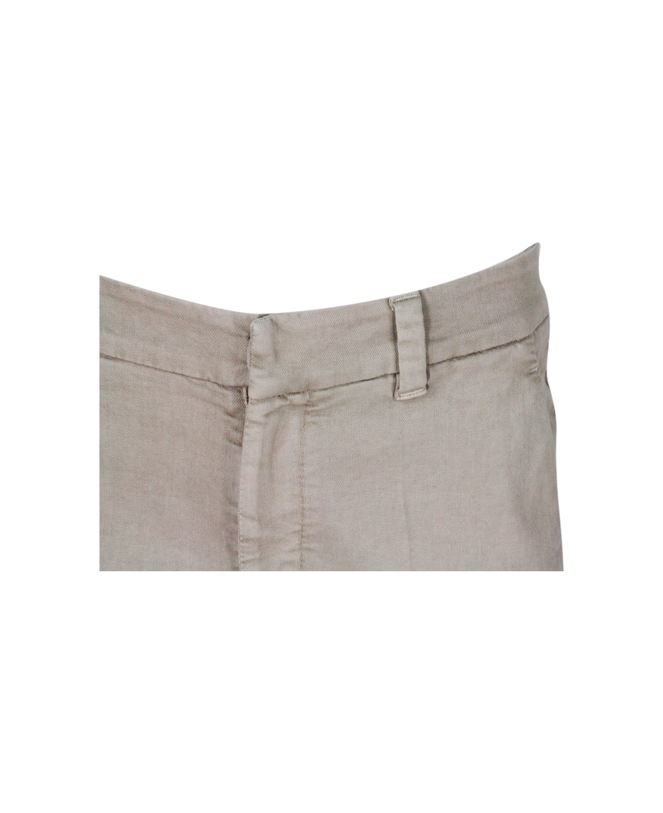 Brunello Cucinelli Stretch Cotton Cigarette Trousers - Beige