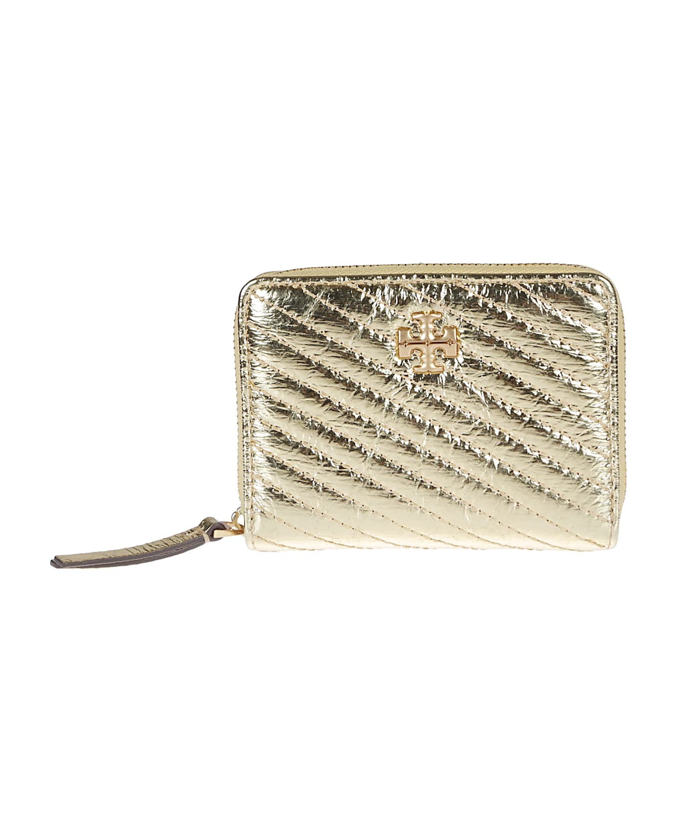 Tory Burch Small Kira Metallic Moto Bi-fold Wallet - GOLD