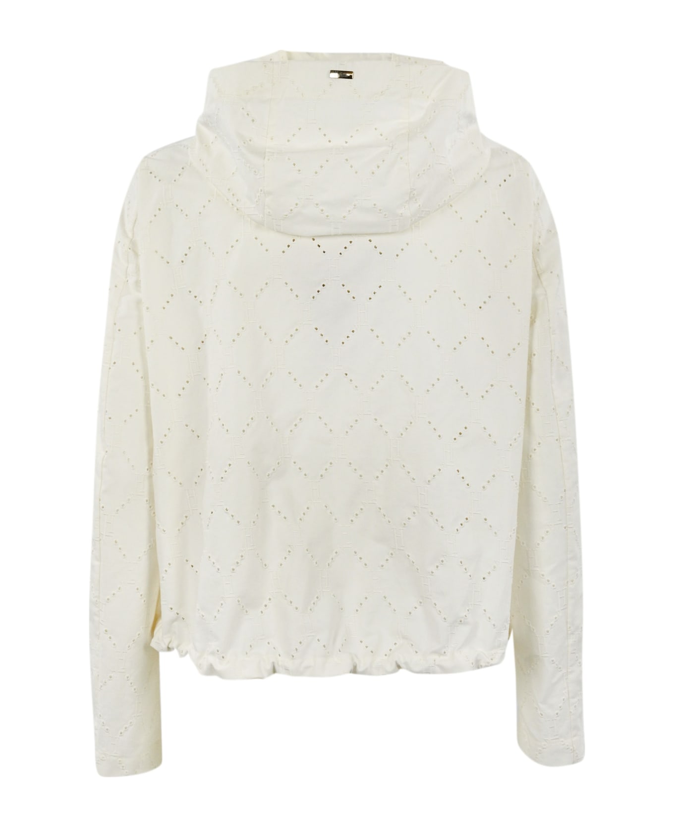 Herno Perforated Jacket With Hood - White