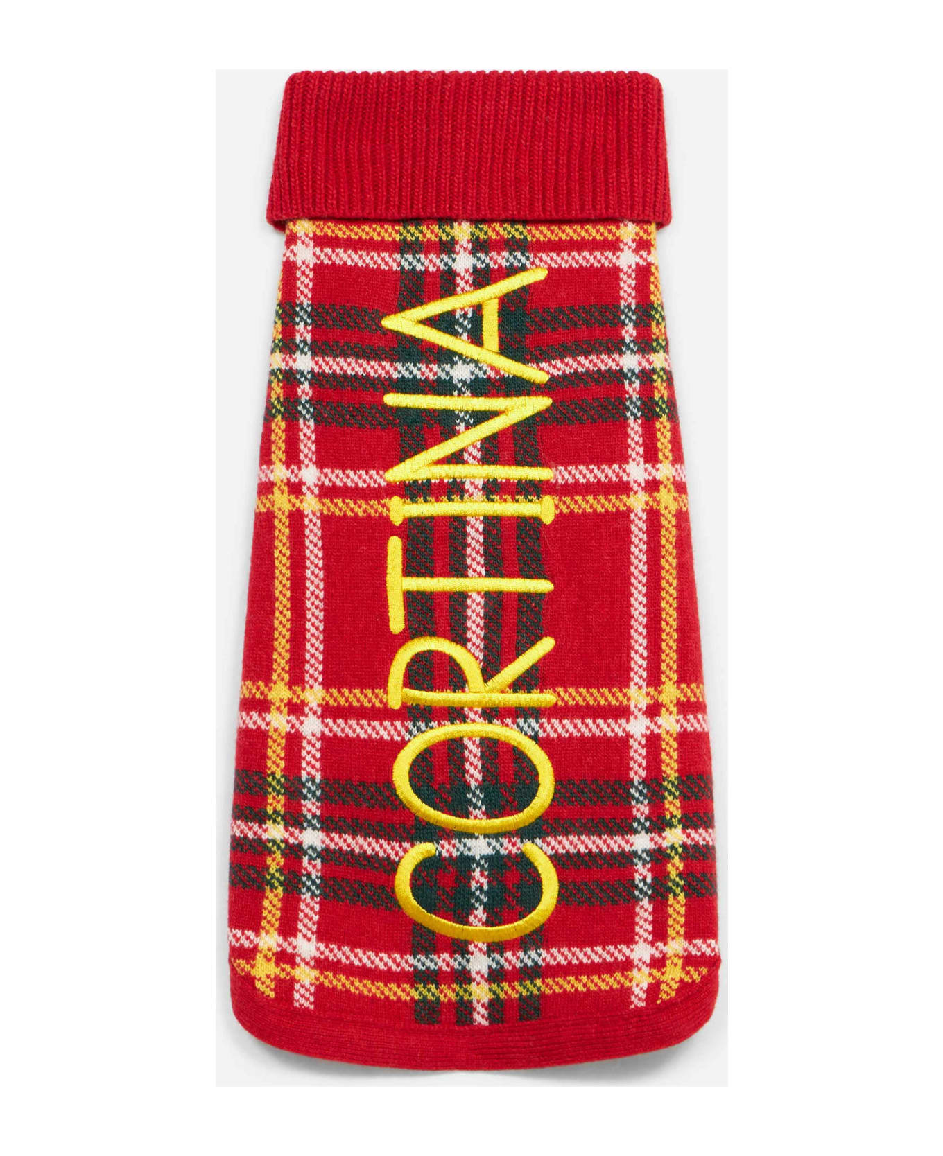 MC2 Saint Barth Dog Sweater With Tartan Print - RED