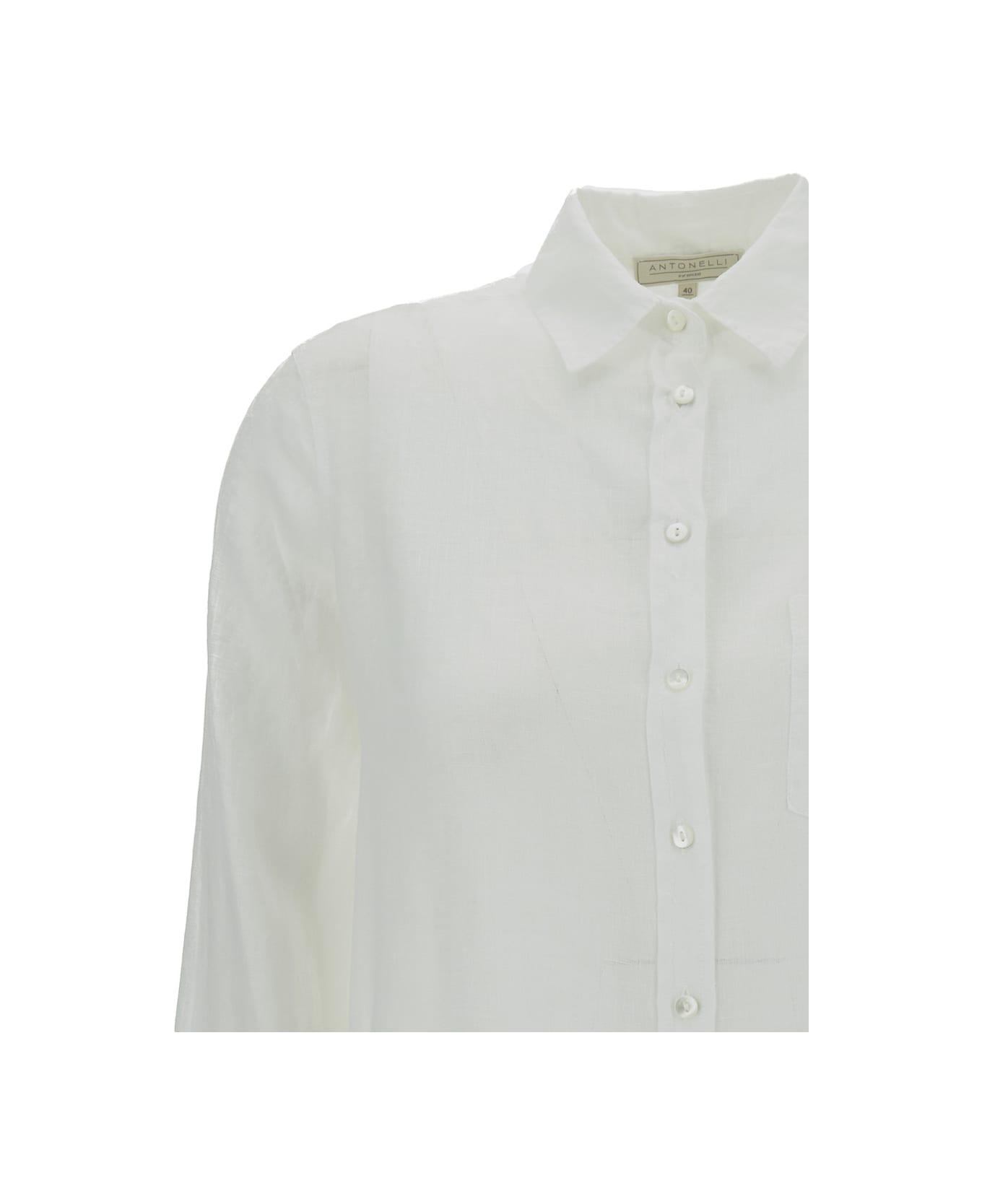 Antonelli White Shirt With Patch Pocket In Linen Woman - White シャツ