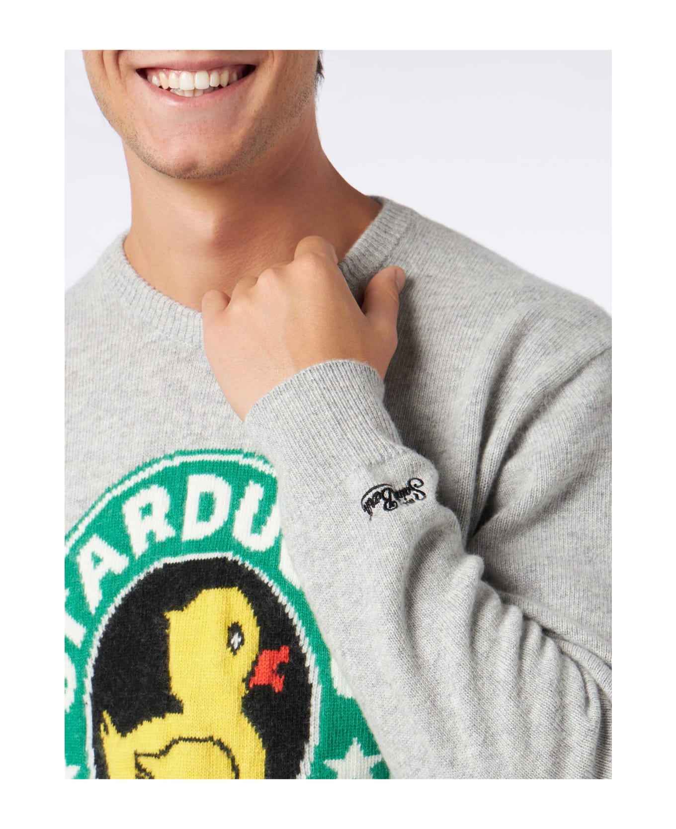 MC2 Saint Barth Man Sweater With Starducks Coffee Print - GREY