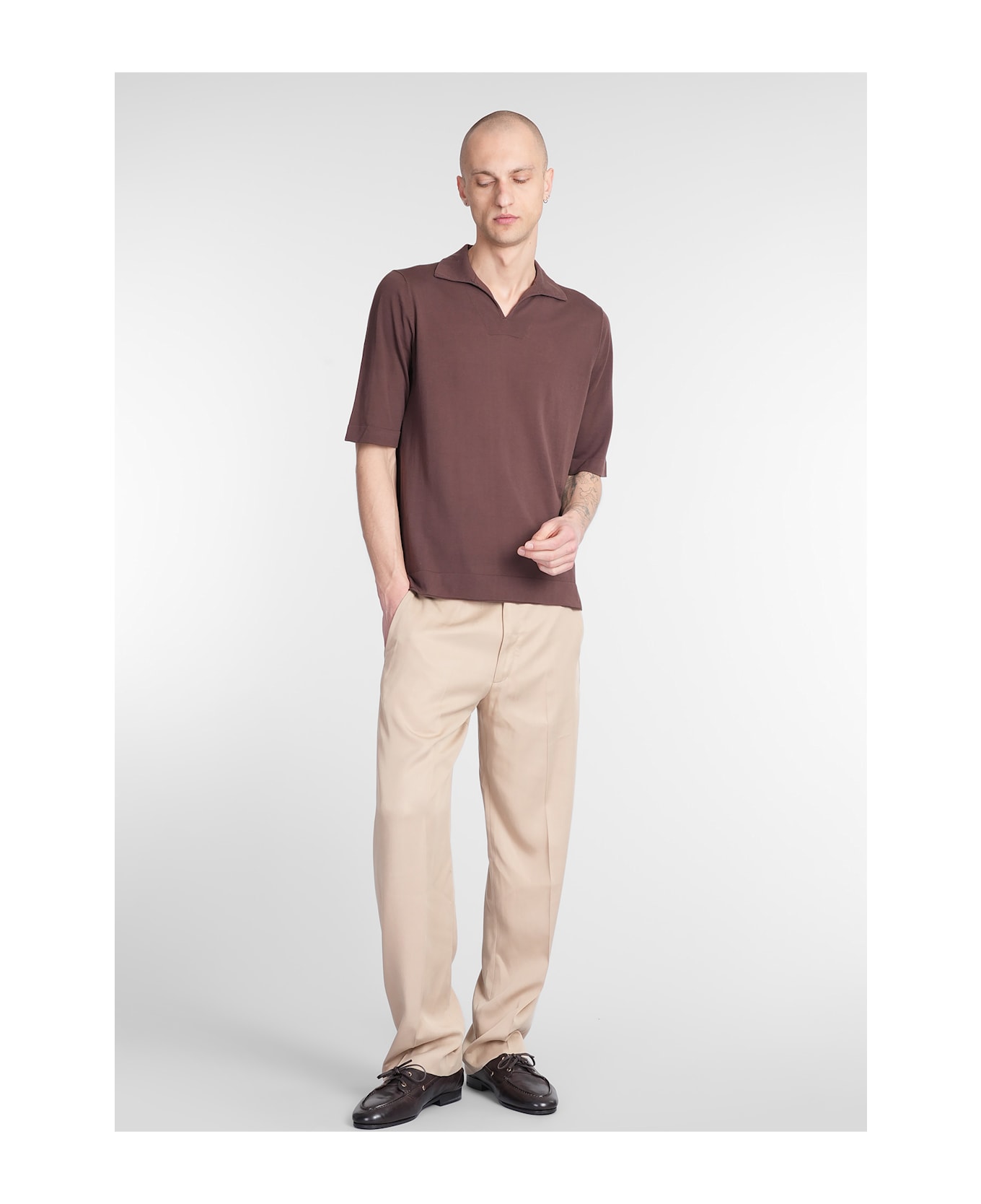Ballantyne Polo In Brown Cotton - brown