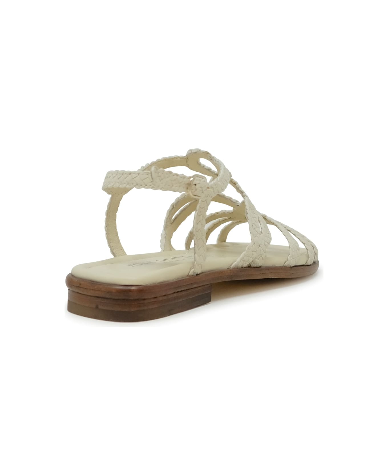 Pons Quintana Leather Tina Flat Sandals - WHITE