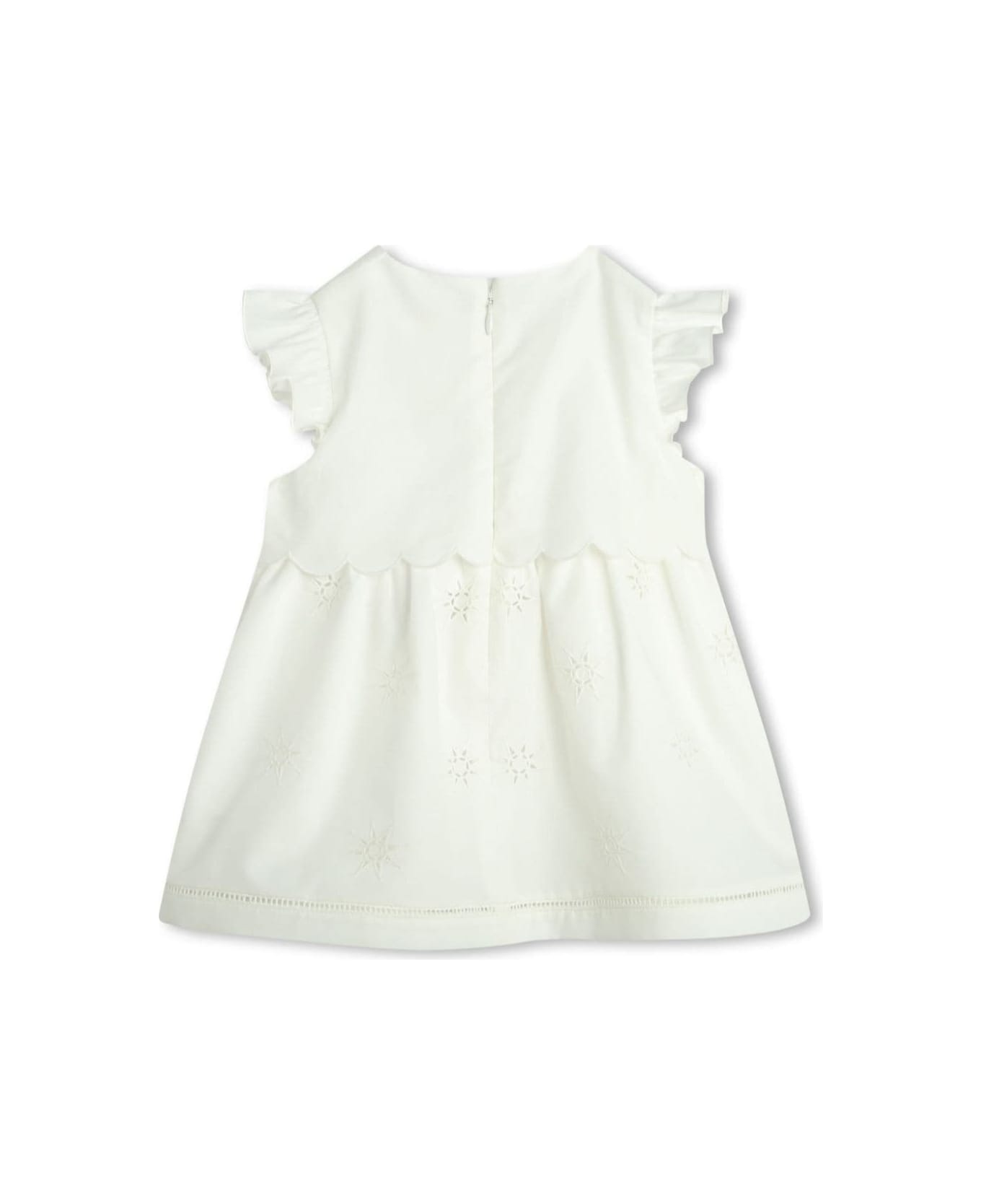 Chloé White Dress And Hat Set In Cotton Baby - White