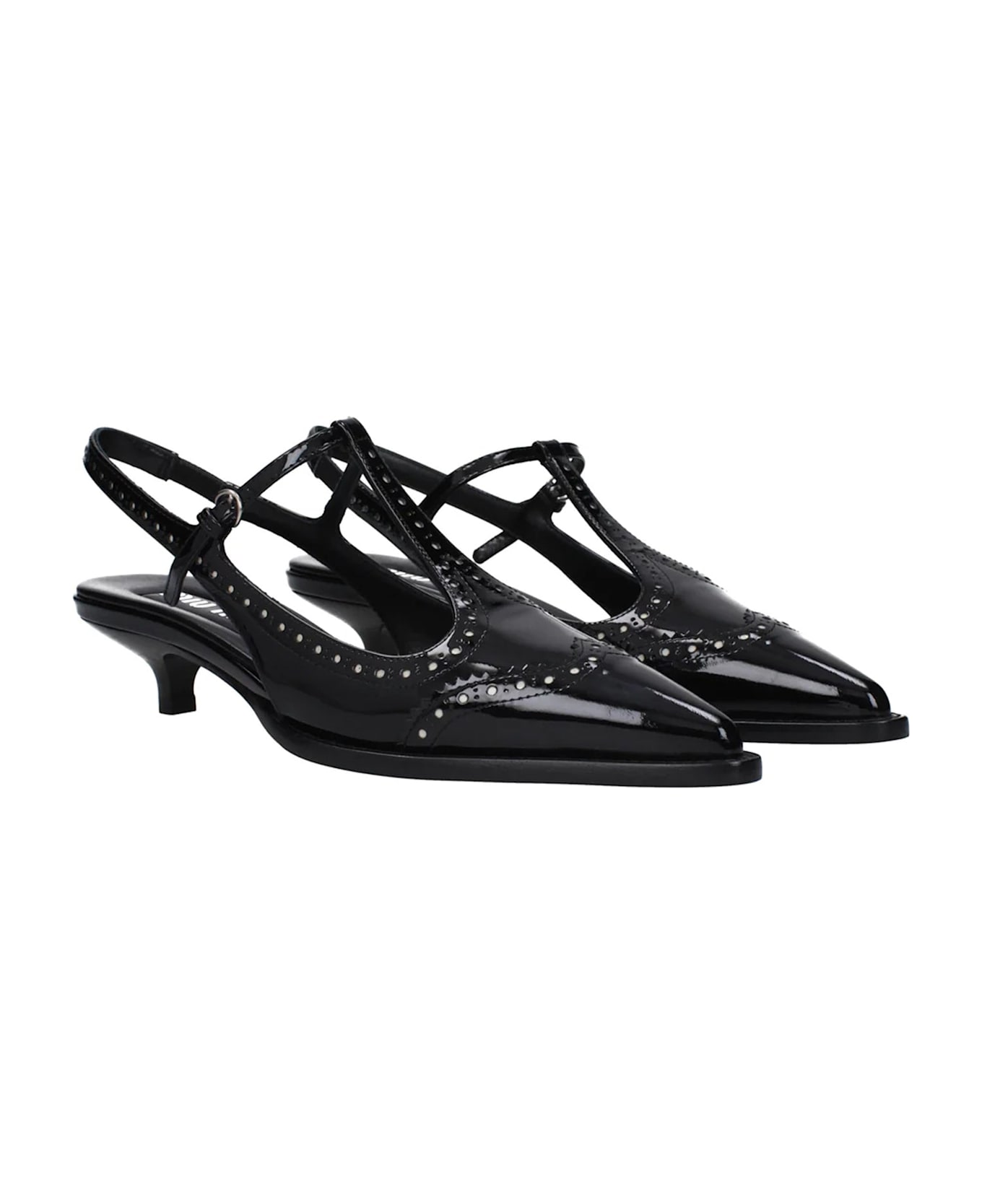Miu Miu Leather Slingback Pumps - Black