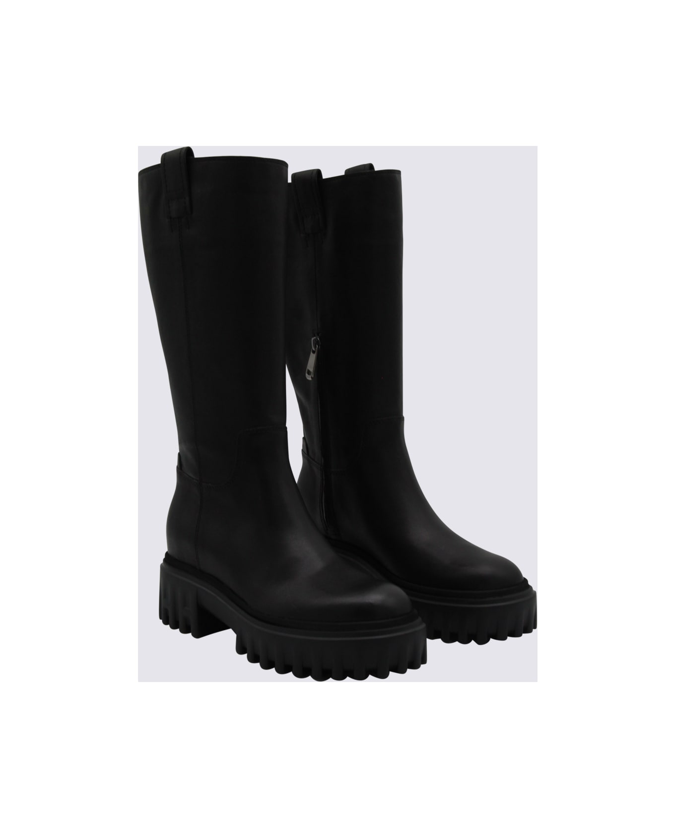 Hogan Black Leather Boots - Black