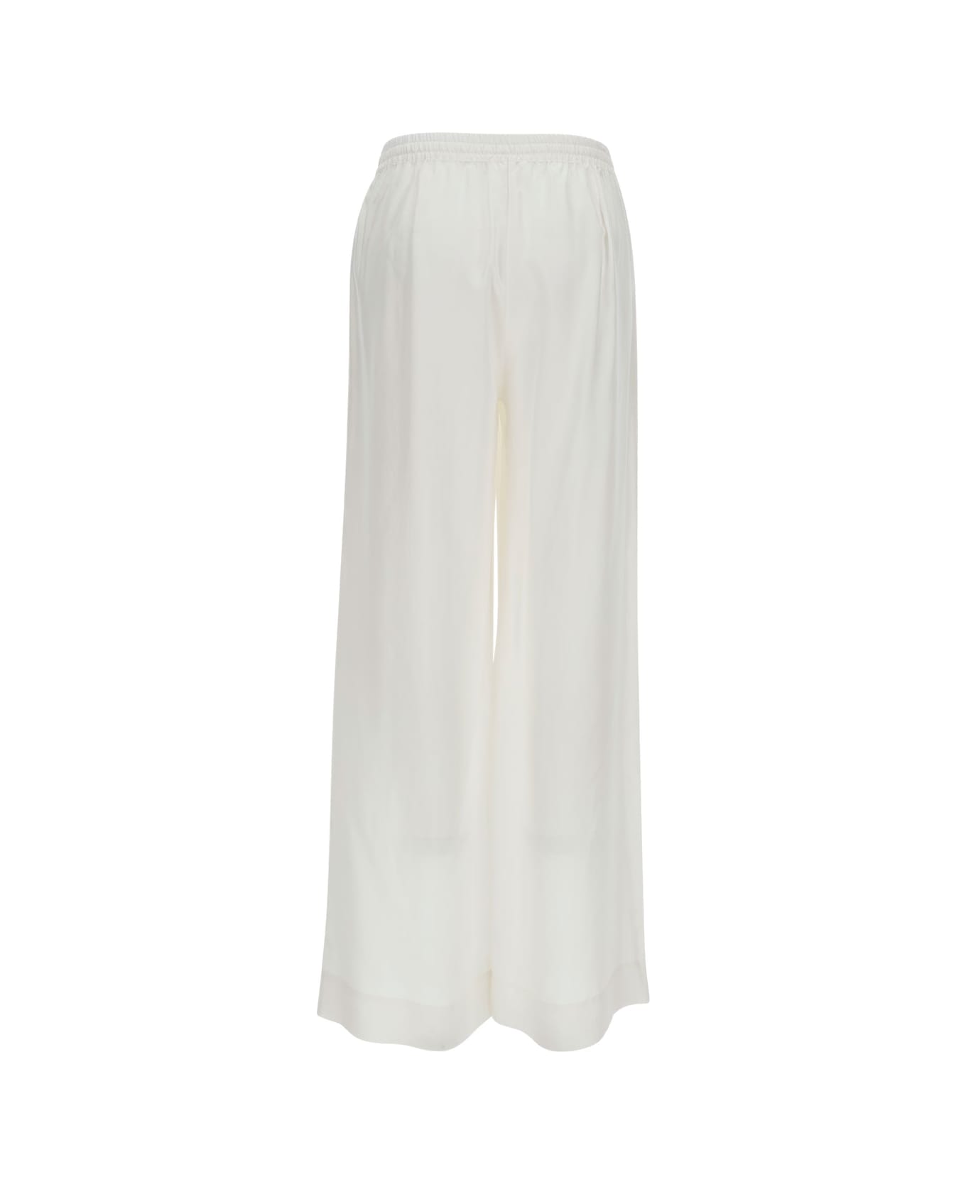 Parosh White Loose Pants With Drawstring In Silk Woman - White