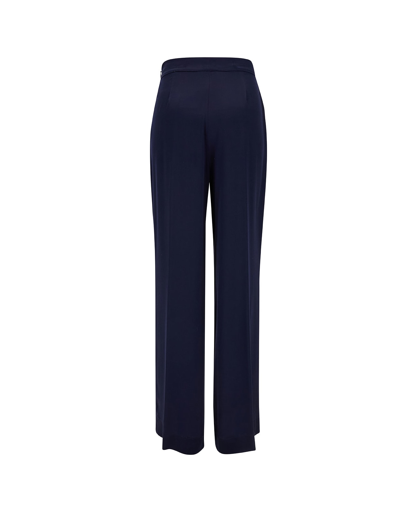 SEMICOUTURE 'emerson' Blue Straight Loose Pants In Acetate And Silk Blend Woman - Blu