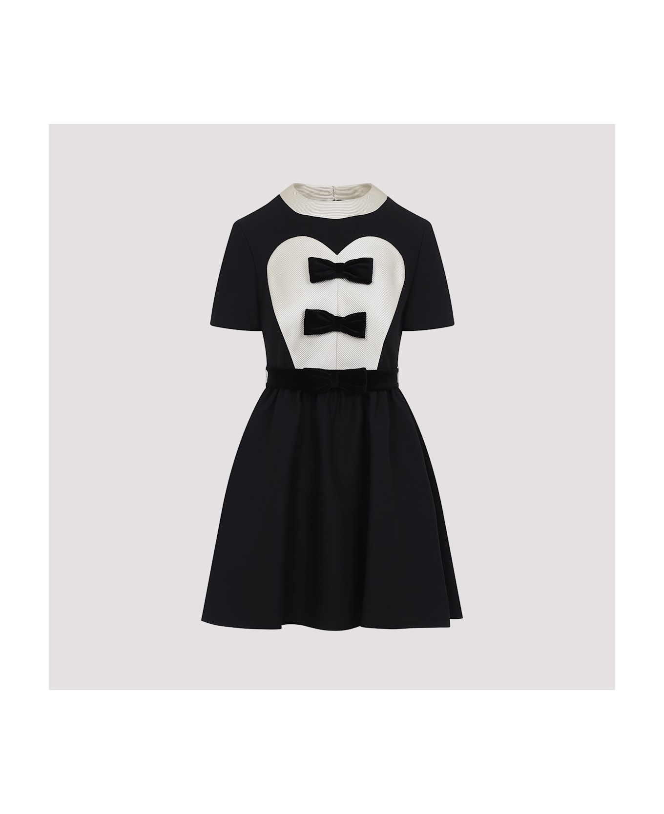 Valentino Black And Beige Wool And Silk Dress - Auy Nero Soft Beige