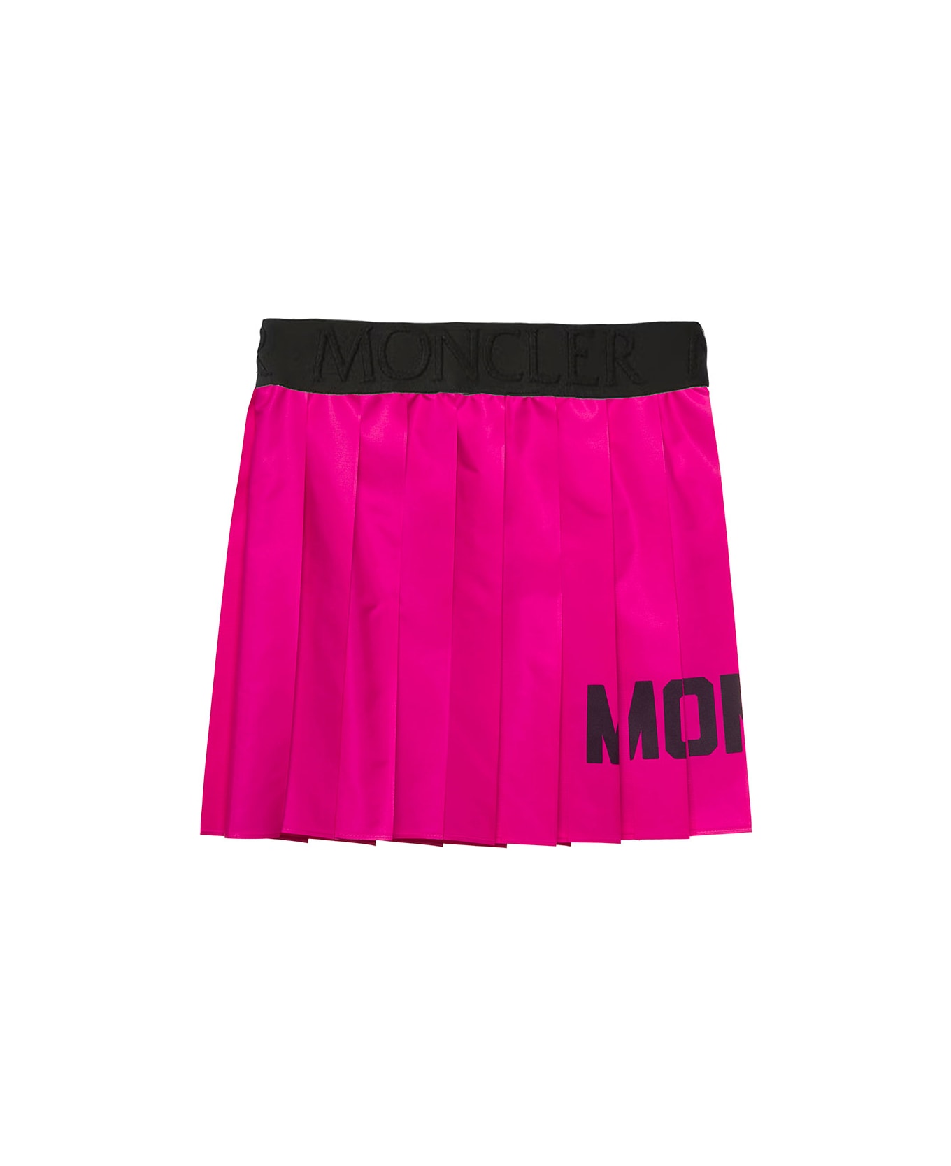 Moncler Fuchsia Pleated Skirt With Contrasting Logo Print In Fabric Girl - Fuxia