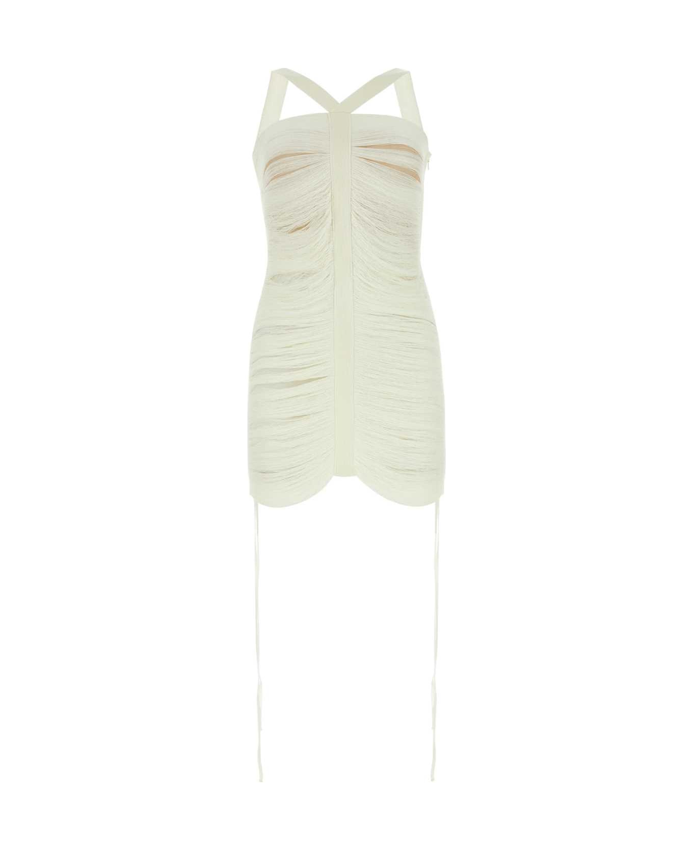 ANDREĀDAMO Ivory Viscose Blend Mini Dress - White