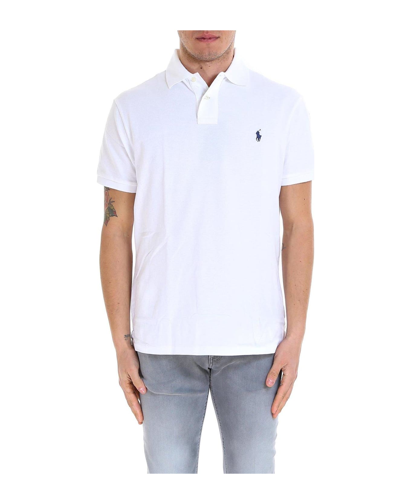 Ralph Lauren Classic Embroidered Logo Polo Shirt - white