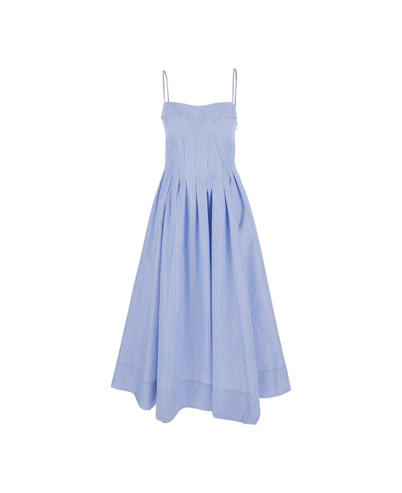 Simkhai 
kittyia
 Light Blue Long Dress With A-line Skirt Adn All-over Striped Motif In Cotton Blend Woman - Light blue