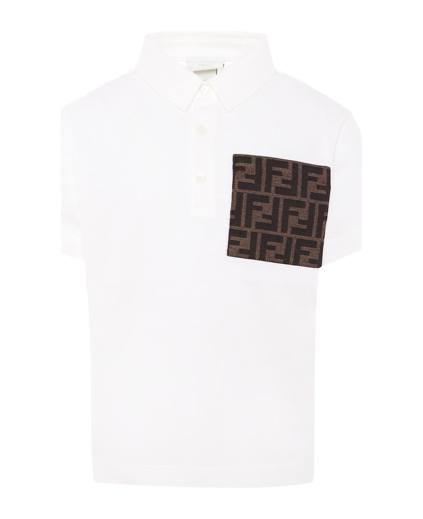 Fendi White Polo Shirt For Boy With Ff - White