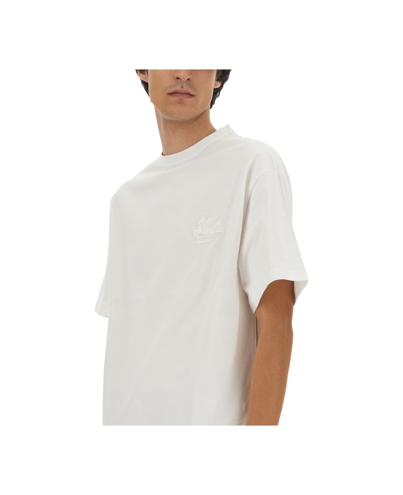 Etro T-shirt With Pegasus Embroidery - WHITE