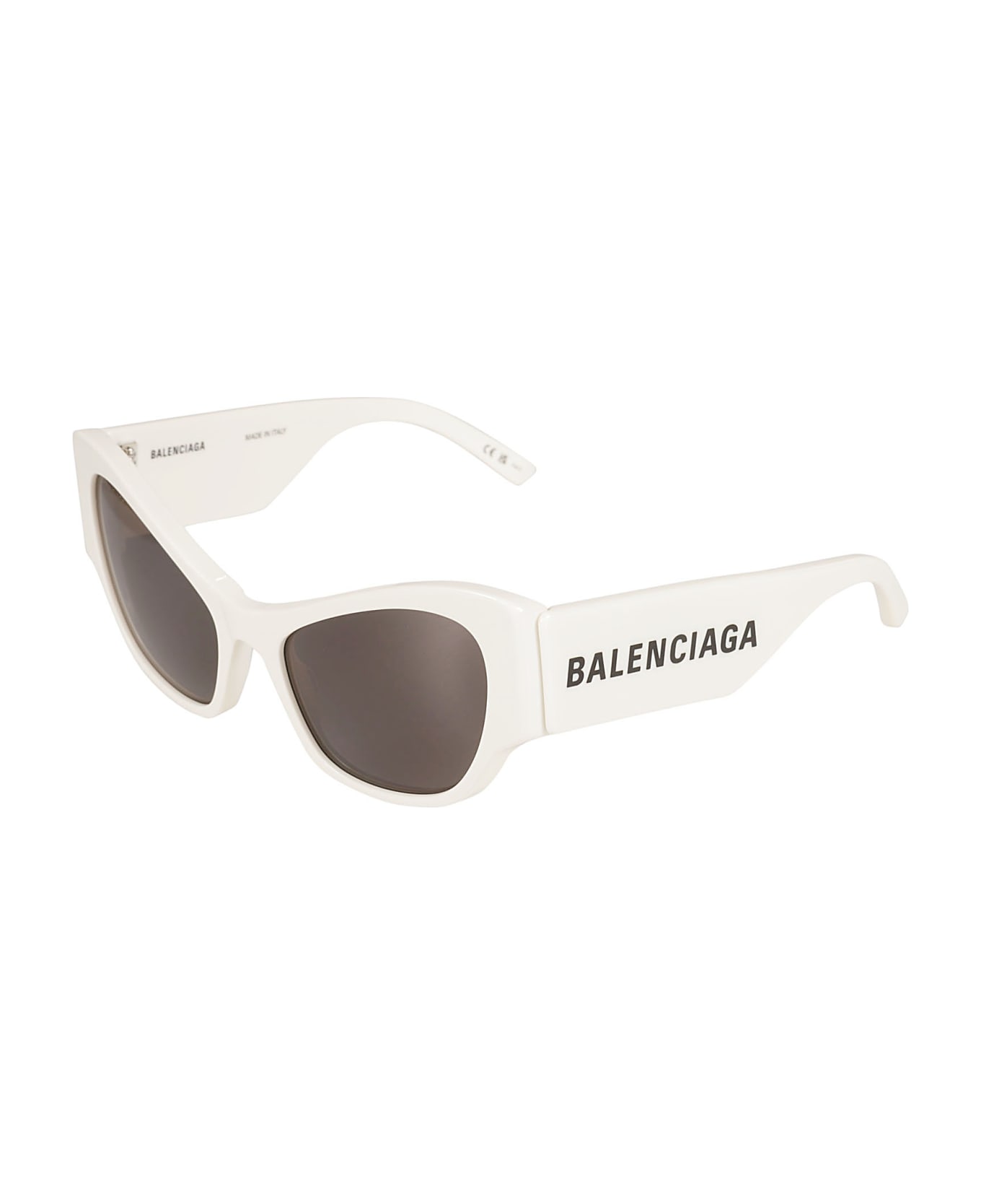 Balenciaga Eyewear Classic Logo Sided Sunglasses - White/Grey