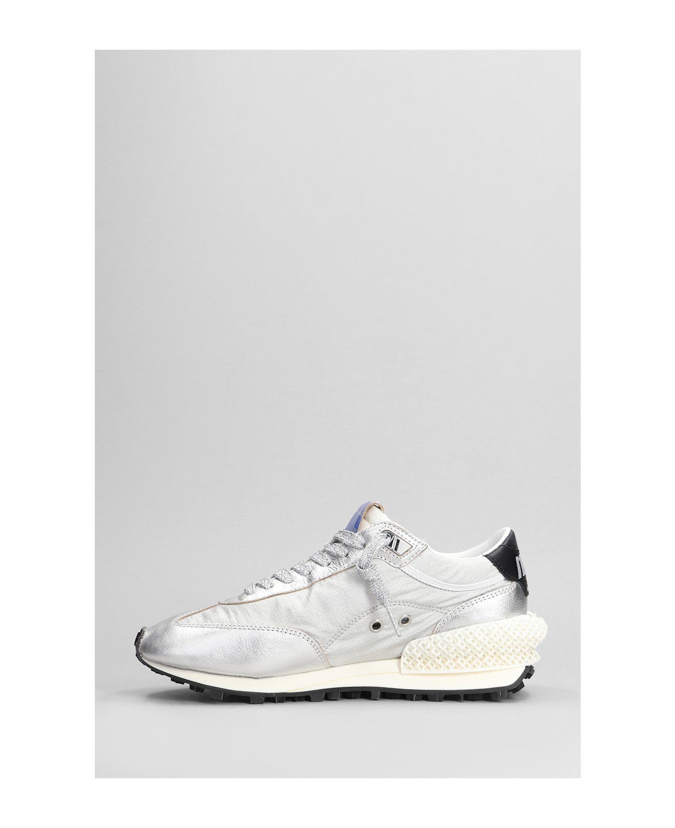 Golden Goose Running Marathon Sneakers In Silver Leather And Fabric - silver