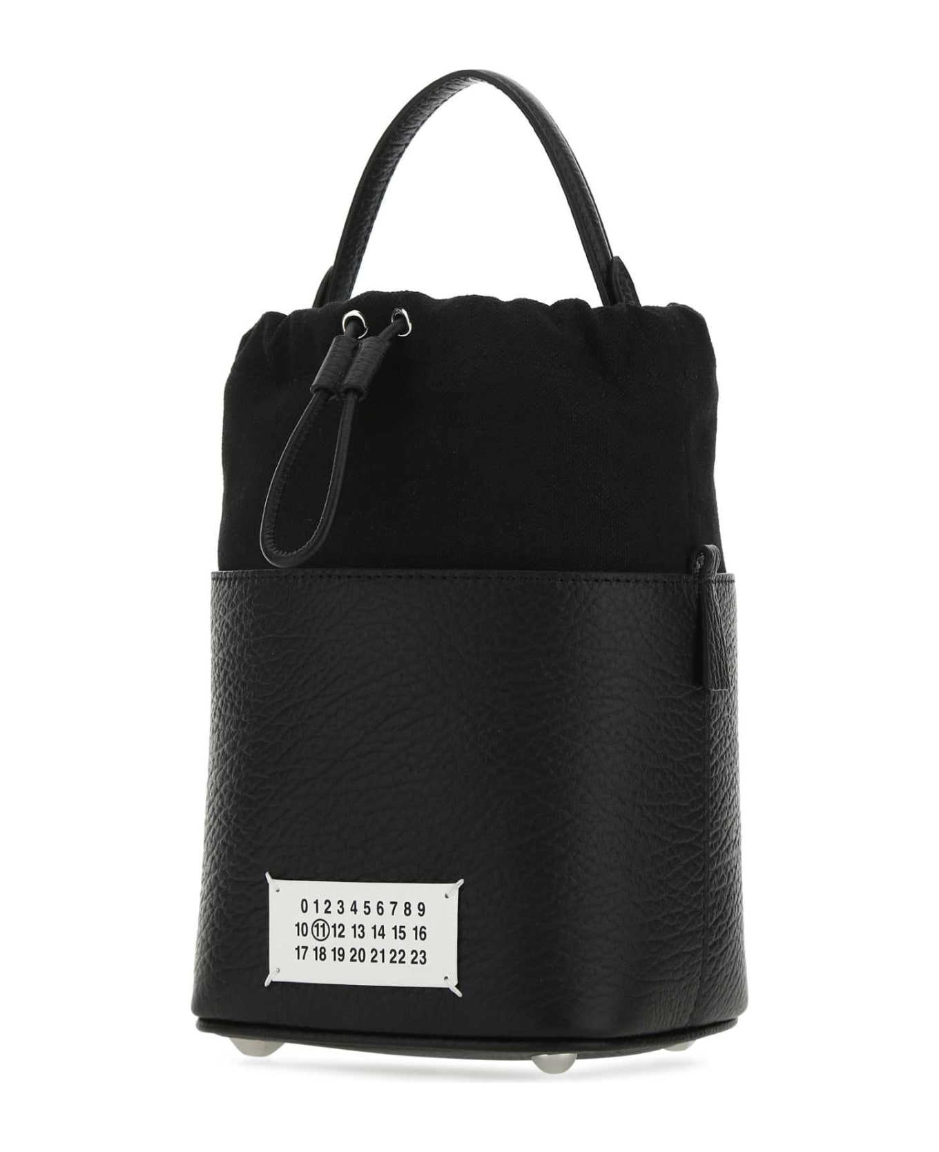 Maison Margiela Black Leather And Canvas Mini 5ac Bucket Bag - T8013