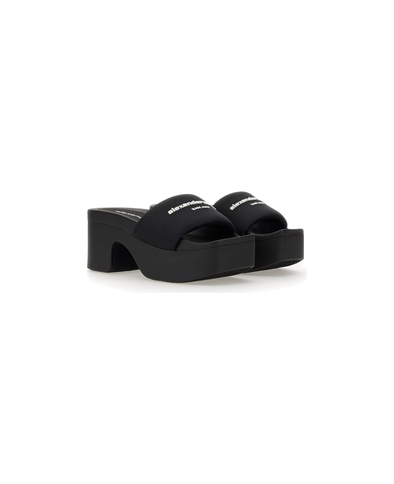 Alexander Wang Slide Platform Sandal With Logo - BLACK