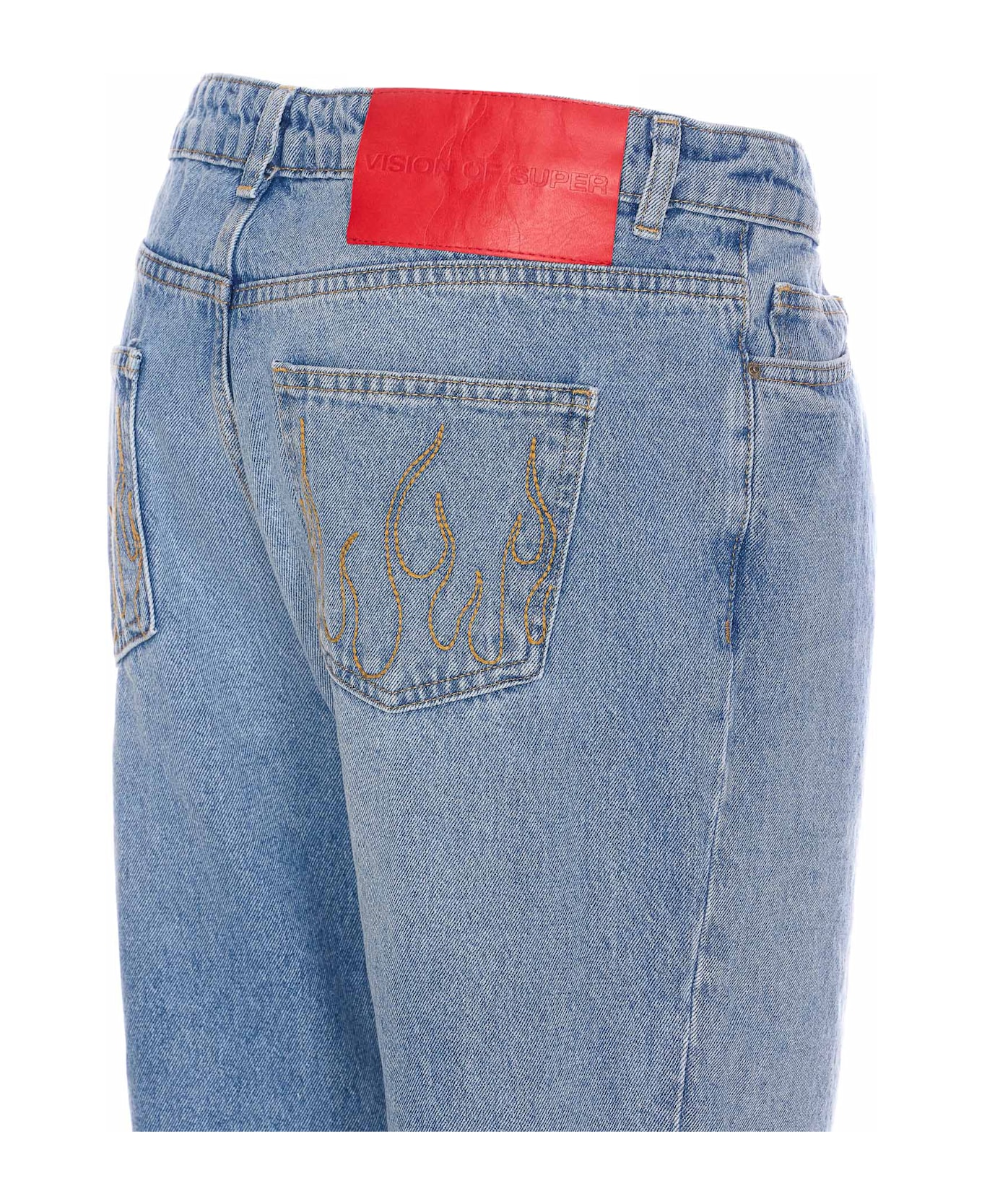 Vision of Super Heart Laser Print Jeans - Blue
