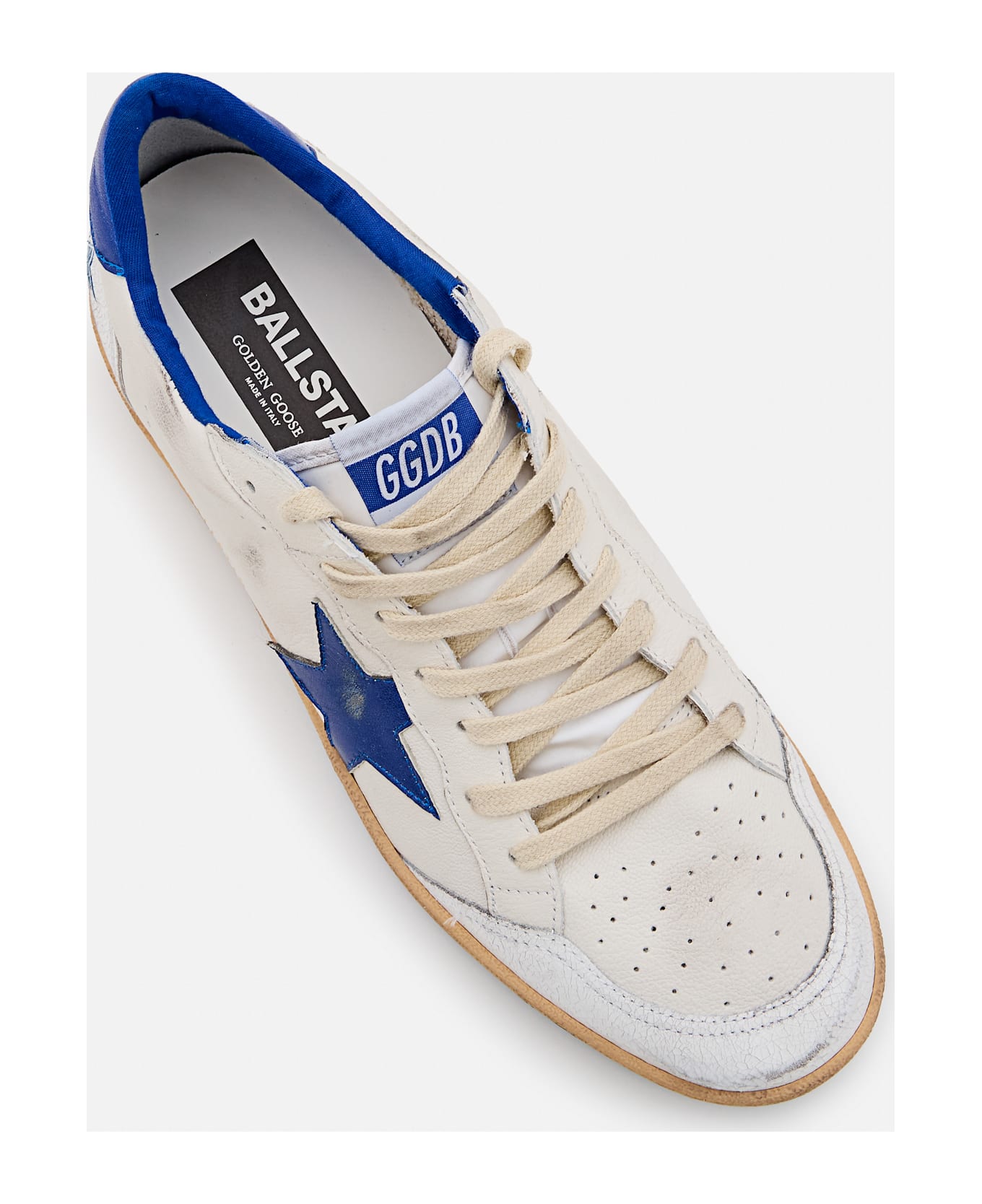 Golden Goose Ballstar White Sneakers With Blue Star - White