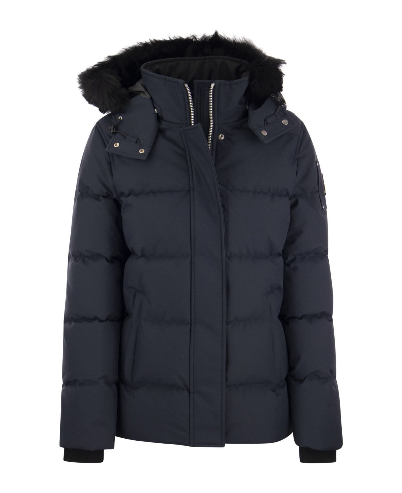 Moose Knuckles Cloud 3q - Down Jacket With Hood And Fur - Blue コート