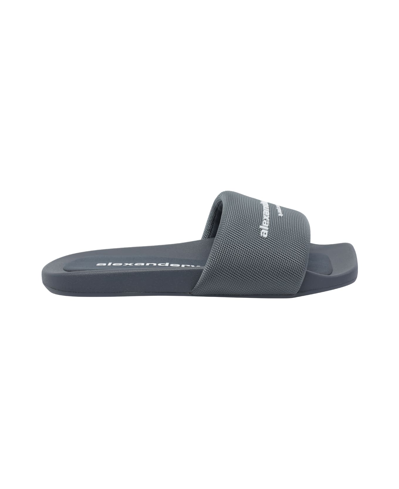 Alexander Wang Logo Slide Sandals - Grey