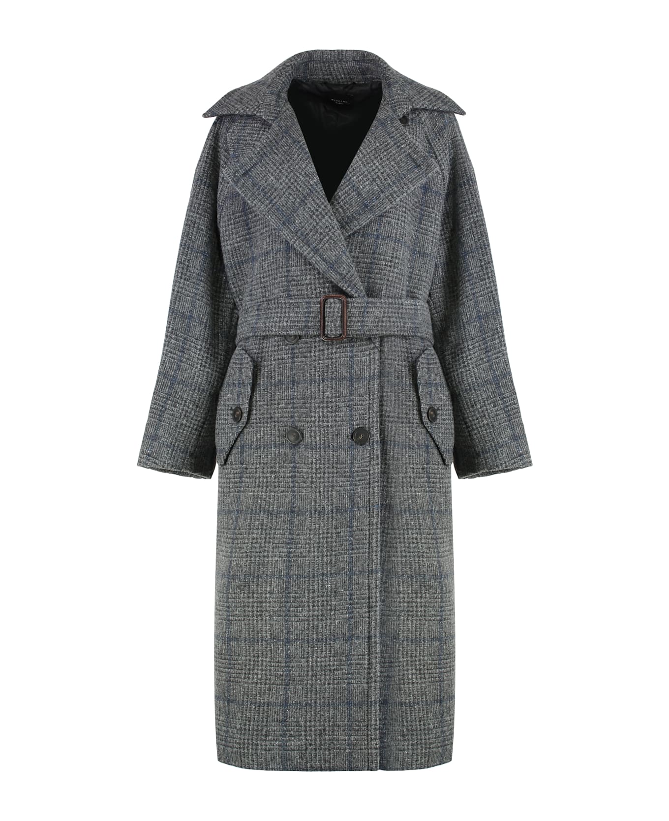 Weekend Max Mara Long Wool Tweed Coat - grey