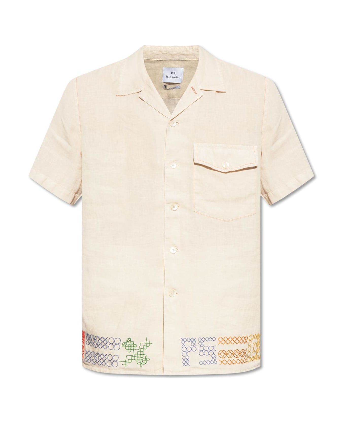 Paul Smith Linen Shirt With Short Sleeves - Beige