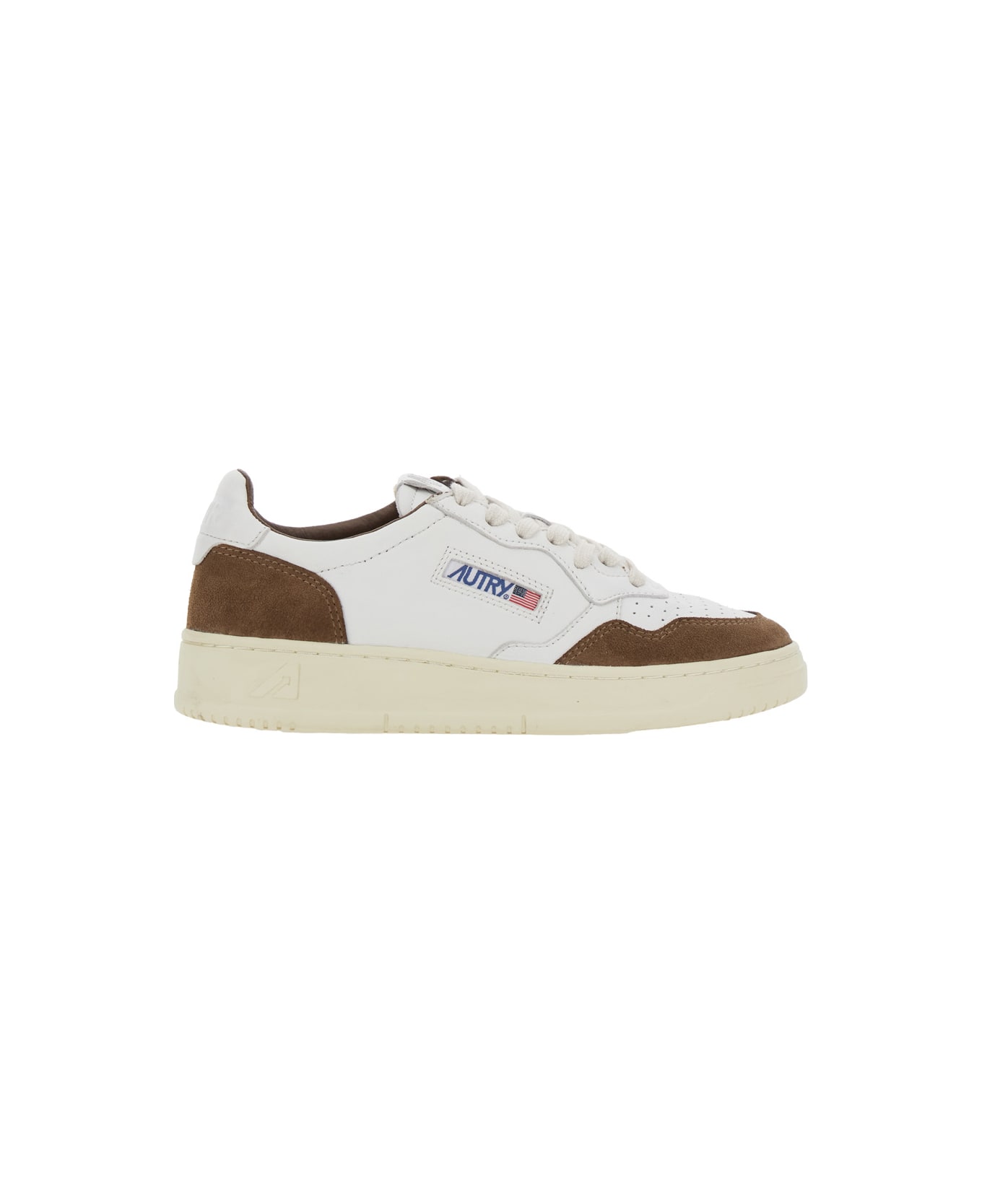 Autry 'medalist' White Low Top Sneakers With Logo Detail In Leather And Suede Woman - White